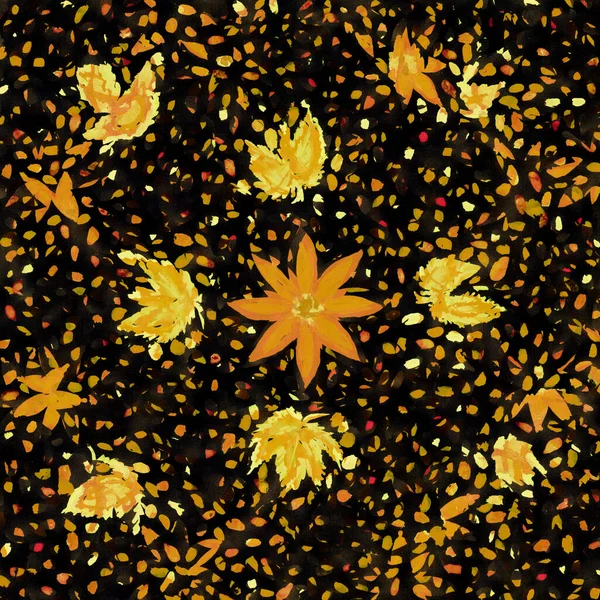 深色水彩画上的黄色花朵为背景 彩色手绘插图 创意艺术品 — 图库照片