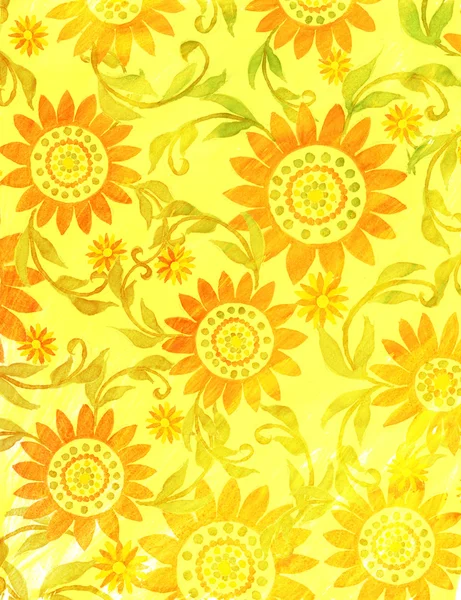 Сонячний квітковий намальований фон . — стокове фото