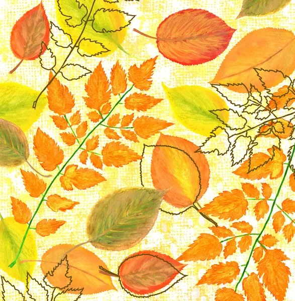 Bright watercolor autumn foliage design. — Stock Photo, Image