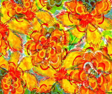 büyük sarı çiçek. Çizim wetercolor