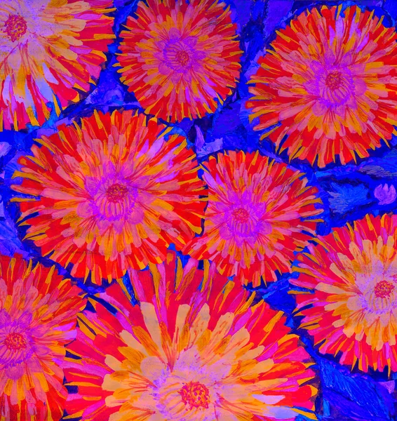 Mavi karşı büyük kırmızı çiçekler.