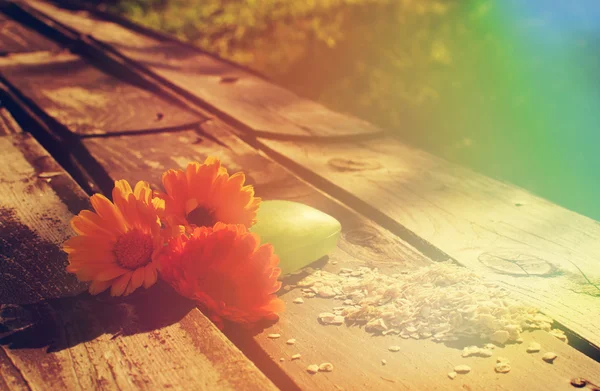 calendula, soap and oats