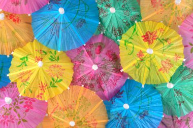Colorful paper cocktail umbrella close-up  clipart
