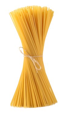 Bir beyaz pişmemiş İtalyan makarna spagetti avuç