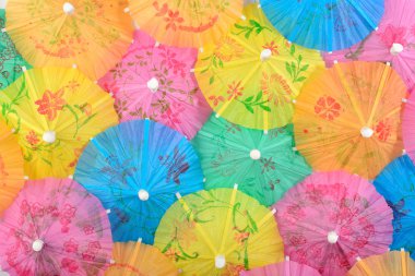 Colorful paper cocktail umbrella close-up  clipart