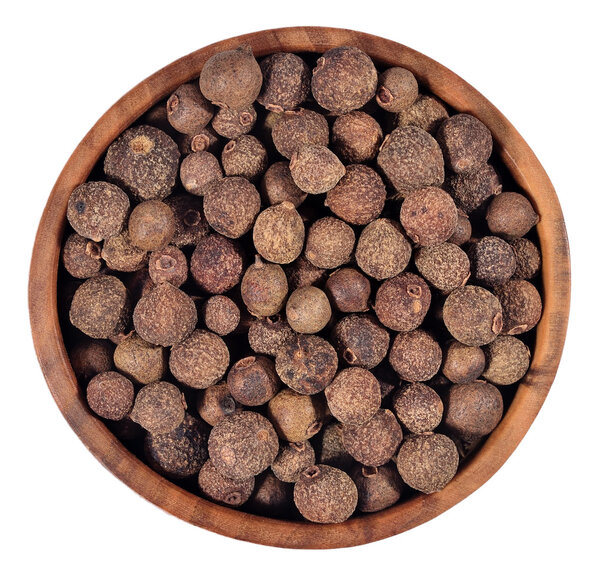 Оллспейс в деревянной чаше на белом
 