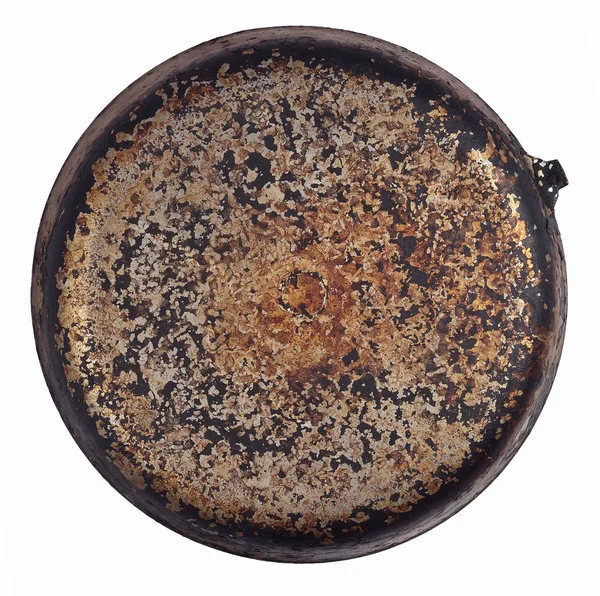 Bir beyaz üzerine kirli eski kızartma tavası