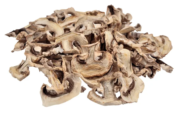 Heap of dried mushrooms on a white — Stock Photo, Image