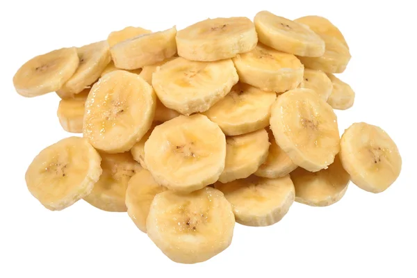 Heap of banana slices on a white — Stock Photo, Image