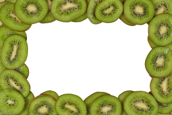 Frame van kiwi segmenten op een wit — Stockfoto