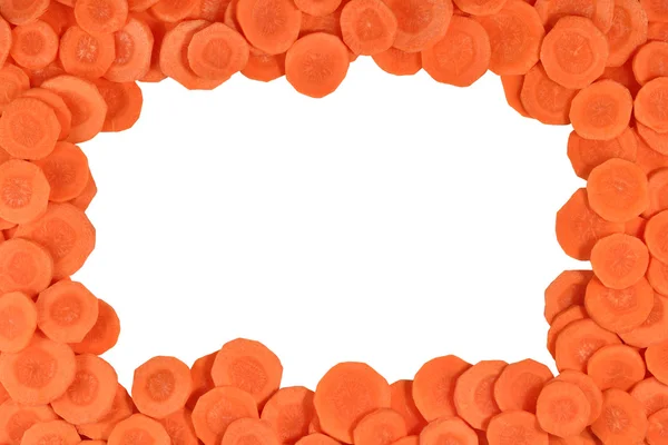 Marco de rodajas de zanahoria en un blanco — Foto de Stock