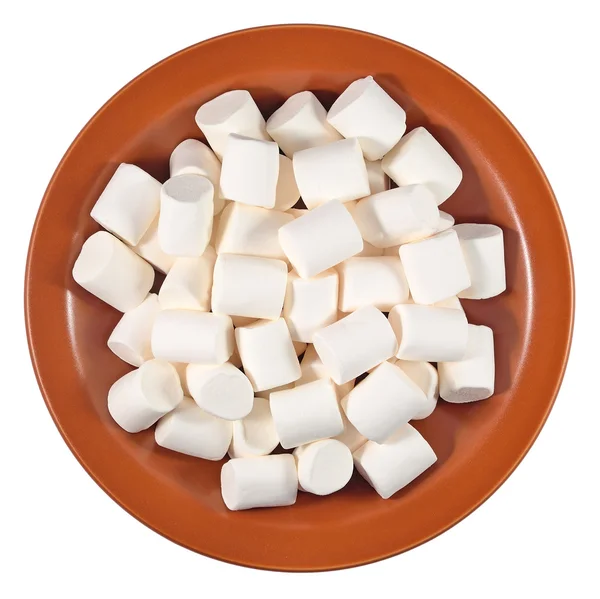 Witte marshmallow op een keramische plaat op een wit — Stockfoto