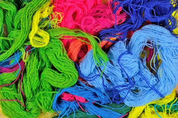 Multicolored acrylic yarn background — Stock Photo, Image