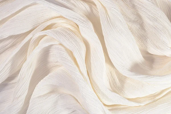 Buruşuk beyaz kumaş yakın çekim — Stok fotoğraf