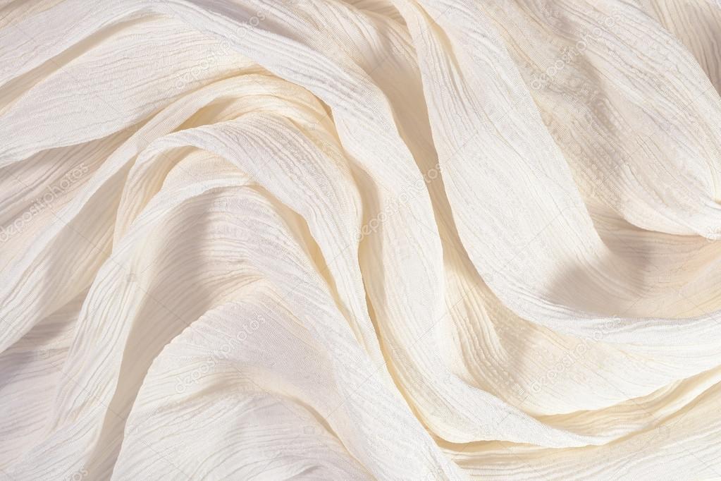 Crumpled white fabric close up