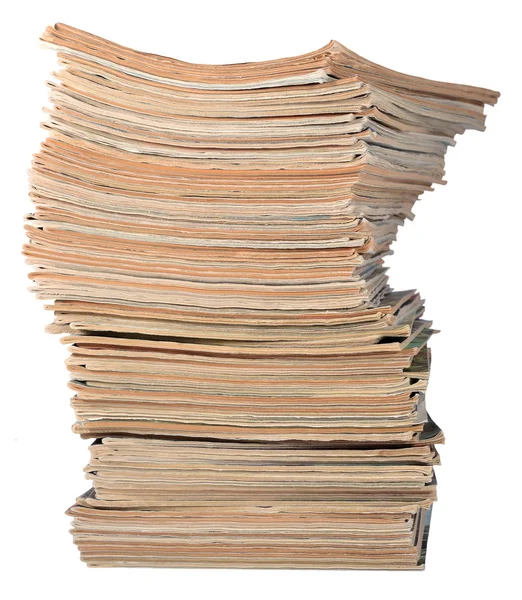 Stack of old magazines on a white — Stock Photo, Image