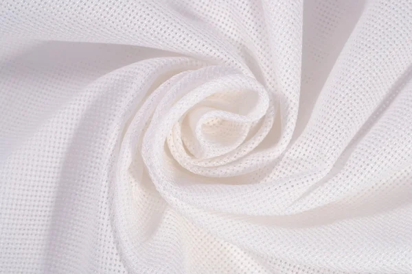 White crumpled  cotton canvas for needlework as background — Stock Photo, Image