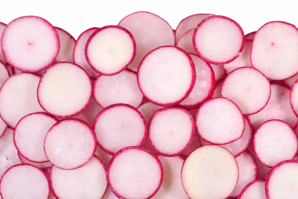 Red sliced radish on a white — Stock Photo, Image