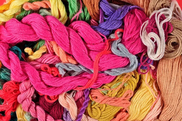 Colorful embroidery floss background — Stock Photo, Image