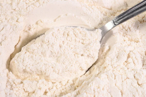 White flour in a spoon — Stock Photo, Image