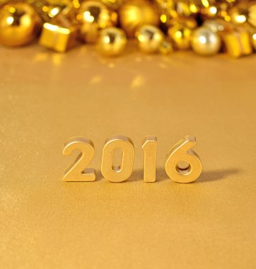 2016 yıl altın rakamlar ve altın Noel süsleri