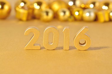 2016 yıl altın rakamlar ve altın Noel süsleri 