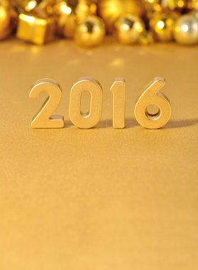 2016 yıl altın rakamlar ve altın Noel süsleri