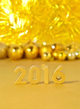 2016 yıl altın rakamlar ve altın Noel süsleri