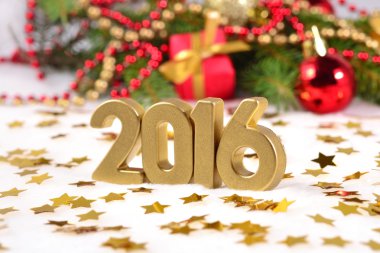 2016 yıl altın rakamlar ve Noel süsleri