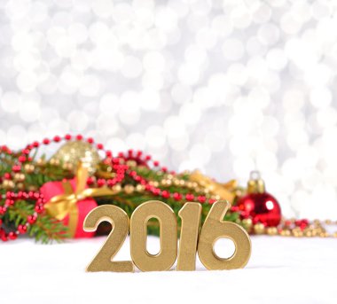 2016 yıl altın rakamlar ve Noel süsleri