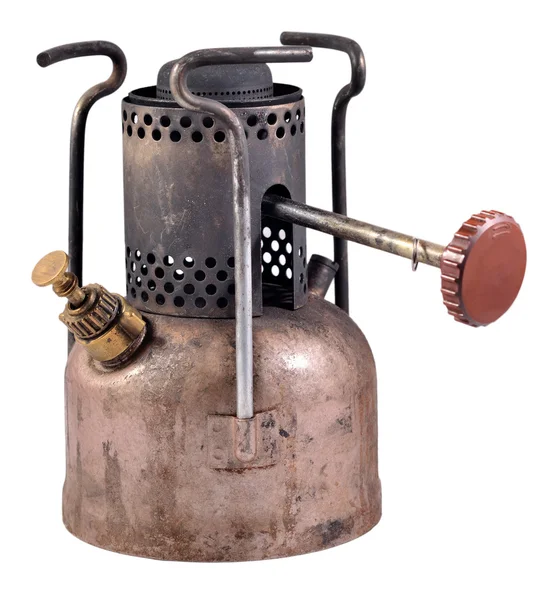 Old camping stove on a white — Stock Photo, Image