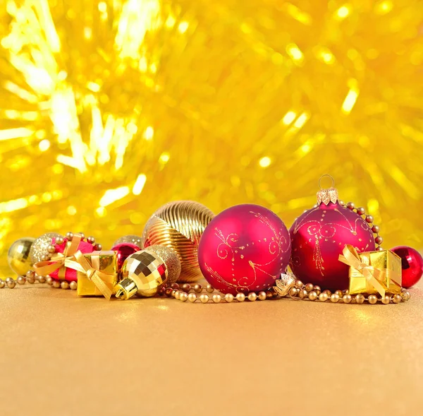 Golden and red Christmas decorations Stock Picture