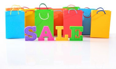 Satış renkli harflerle yazılmış