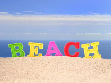 Bir plaj kum Beach harfler