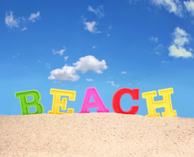 Bir plaj kum Beach harfler