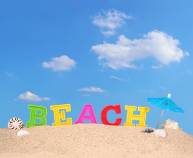 Bir plaj kum Beach harfler