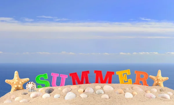 Summer letters on a beach sand — Stock Photo, Image