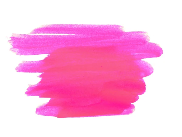 在白色粉红色油漆画笔描边 — 图库照片