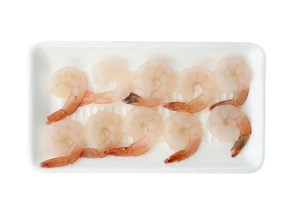 Camarones crudos sin cocer aislados en blanco (ruta de recorte ) —  Fotos de Stock
