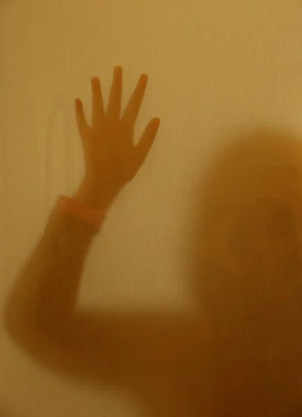 Hiding of female silhouette, hands, fingers — Stock Photo, Image