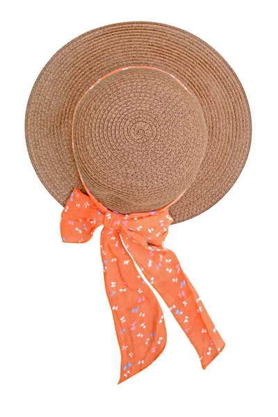 Bonito chapéu de mulher de verão isolado no fundo branco com caminho de recorte — Fotografia de Stock
