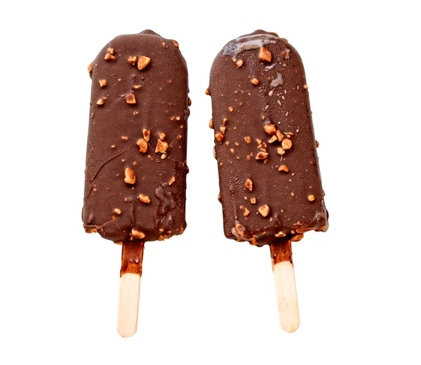 Ice cream borított a csokoládé és a mandula (Vágógörbe) — Stock Fotó