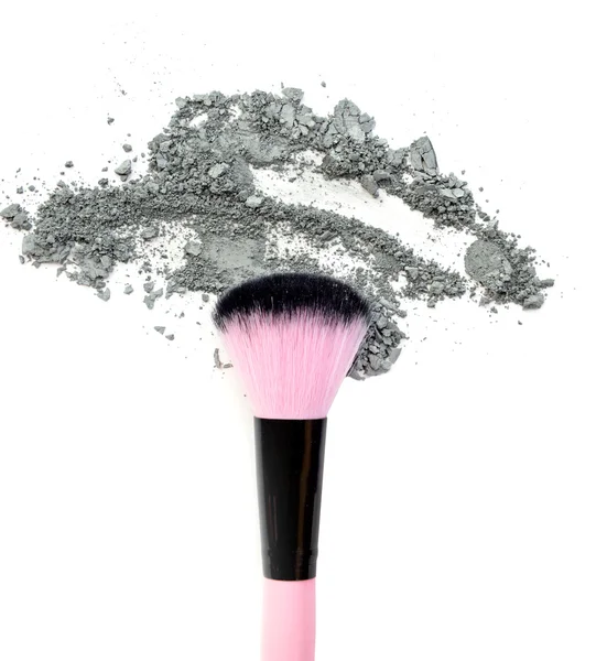 Professionella make-up borste med dust ögonskugga färgglada — Stockfoto