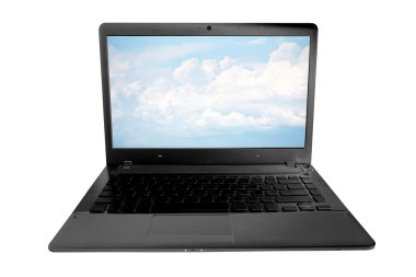 bulut bilgi işlem ağı kavramı. defter üzerinde beyaz izole bulut ile