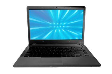 Beyaz arka plan üzerinde izole siyah dizüstü