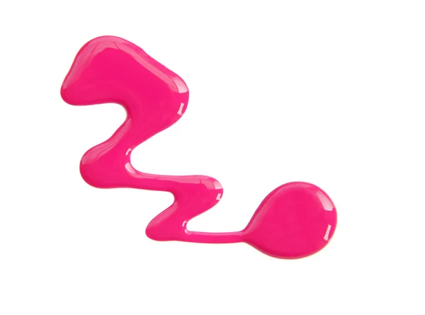 Roze nagellak (glazuur) druppels monster, geïsoleerd op wit — Stockfoto