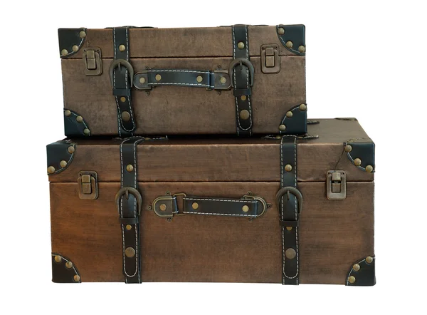 Gamla vintage väska resväskor på isolera bakgrund (urklippsbana) — Stockfoto