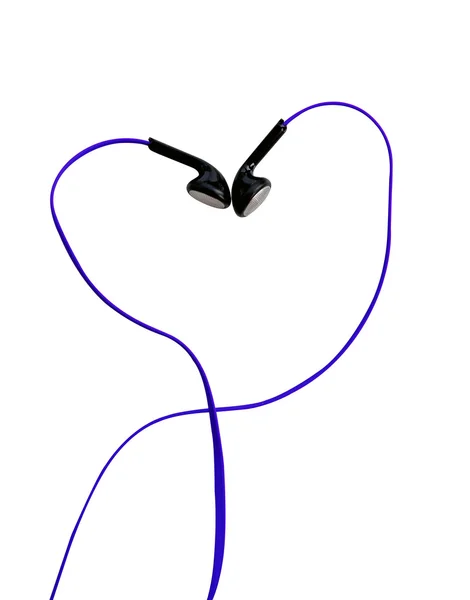 Earphone in hart vorm geïsoleerd op een witte (uitknippad) — Stockfoto