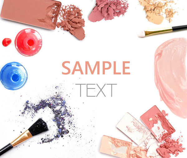 Various cosmetics isolated over white