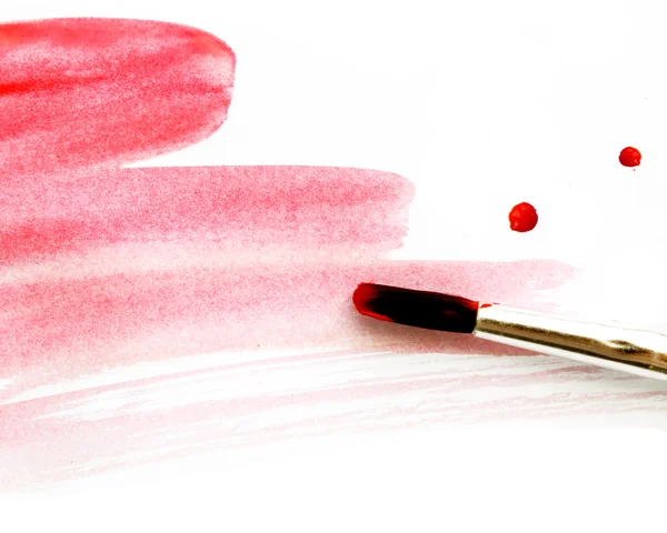 Beyaz arka plan üzerinde izole kırmızı fırça darbeleri boya — Stok fotoğraf